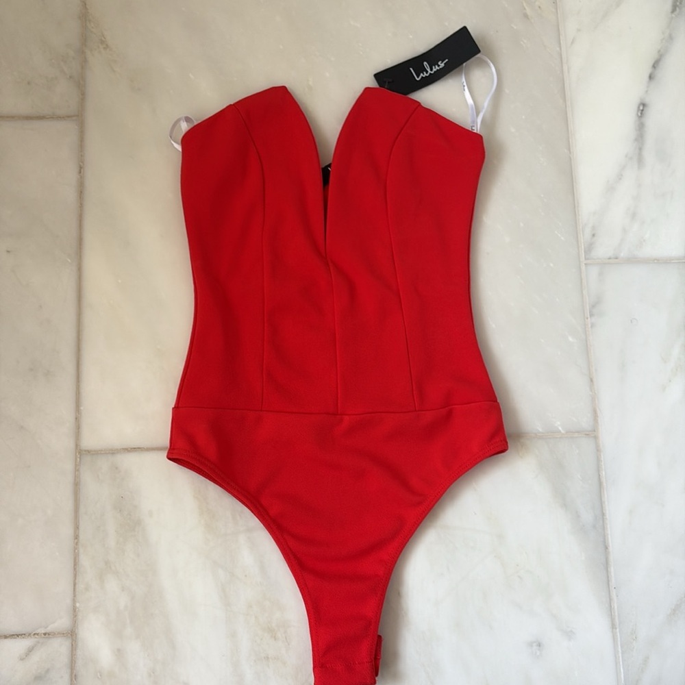 Lulu's Red Strapless Bodysuit - Picture 2 of 2